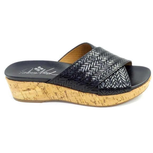 Patricia Nash Shoes - Patricia Nash Leather Wedge Slides Luca Black - Medium